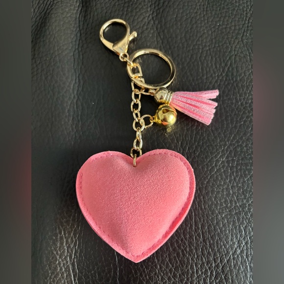 Pink Rhinestone Heart Bag Charm Keychain - Picture 4 of 5